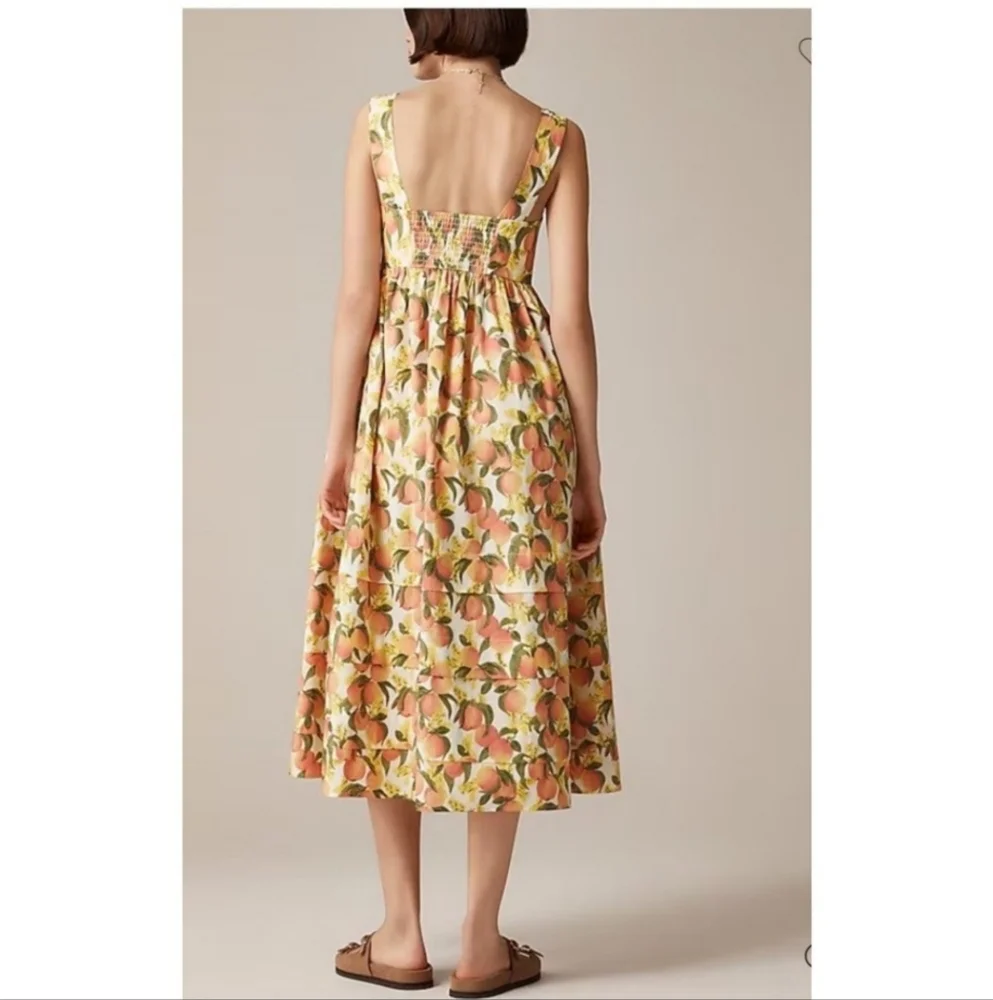 J Crew Cotton Poplin Squareneck Midi Dress Petite Size 2  CJ529 NWT Peaches